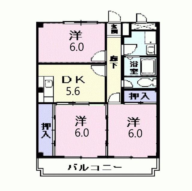 ニューマリッチ森宮(3DK/1階)の間取り写真