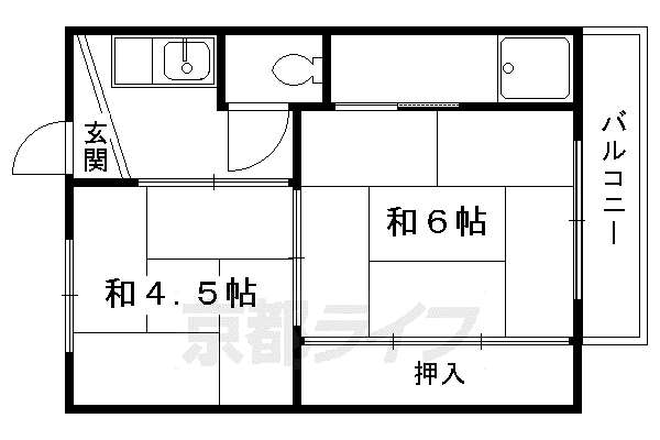 ビレッジハウス長岡(2K/4階)の間取り写真