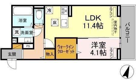 アヴァンスコート弐番館(1LDK/1階)の間取り写真