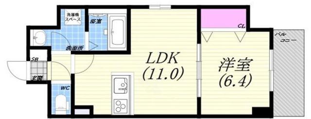 グラン プラス(1LDK/4階)の間取り写真