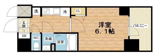 プレサンス松屋町ヴィゴラス(1K/2階)の間取り写真