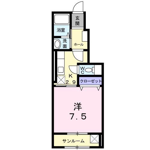 ファイン(1K/1階)の間取り写真