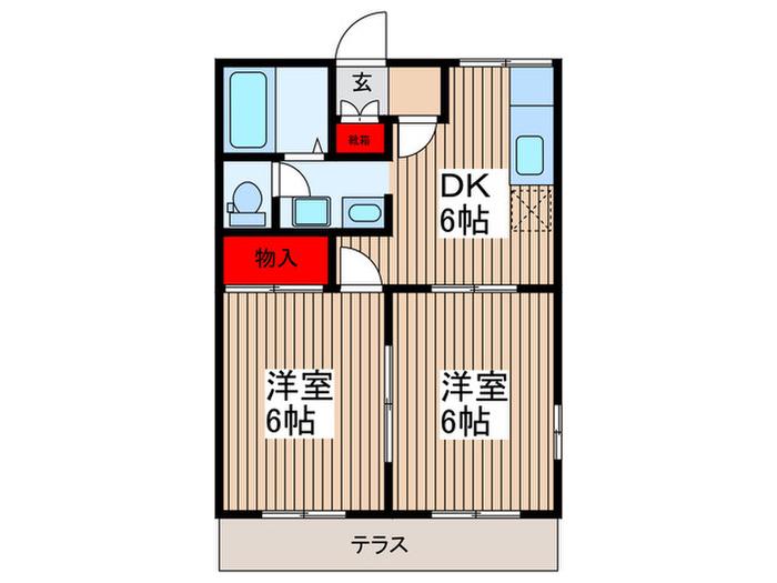 グランハイム中野(2DK/1階)の間取り写真