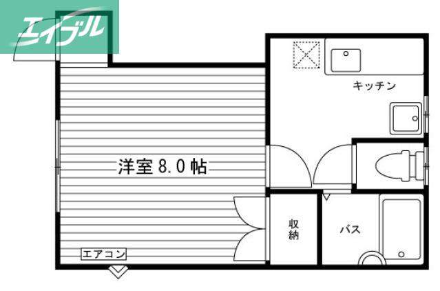 ルボン津島I・II(1K/2階)の間取り写真