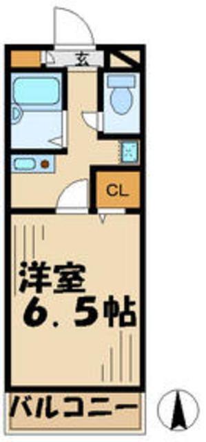 BONNEUR(1K/5階)の間取り写真