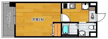 ローズモント・フレア薬院(1K/6階)の間取り写真