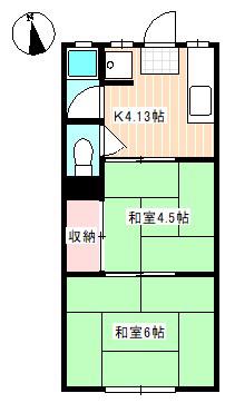 コーポ80(2K/1階)の間取り写真