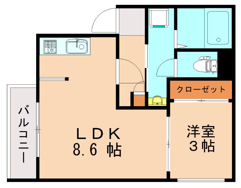 CALM下曽根(1LDK/2階)の間取り写真