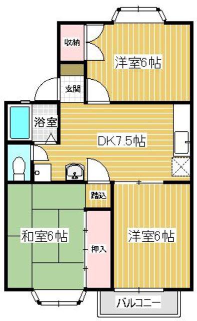 ファミュ名島(3DK/2階)の間取り写真