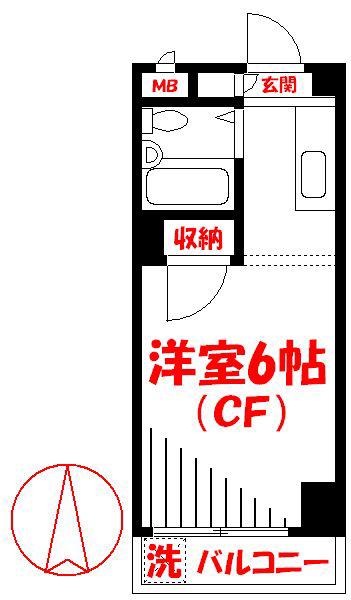 アーク境南町(1K/2階)の間取り写真
