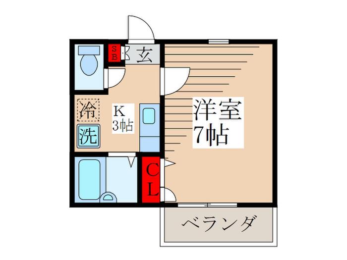 グリーンバレー(1K/1階)の間取り写真