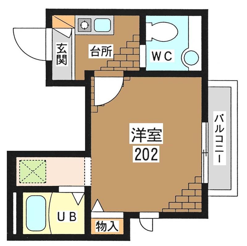 Y・Kコート(1K/2階)の間取り写真