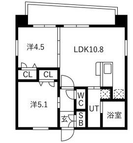 プレスタイル箱崎ステーション(2LDK/2階)の間取り写真