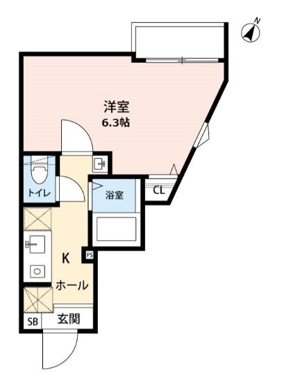 グランクオール赤塚(1K/3階)の間取り写真