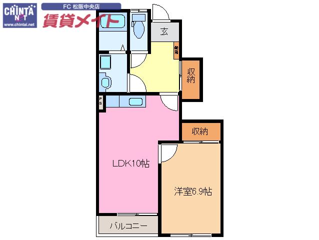 エクシードIII(1LDK/1階)の間取り写真