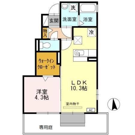 アルカンシエル(1LDK/1階)の間取り写真