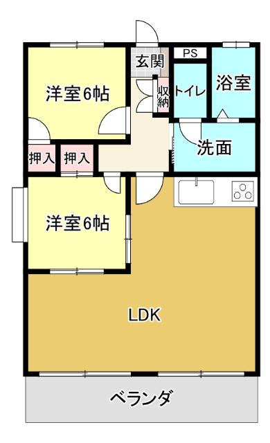 ハイツ杉松(2LDK/1階)の間取り写真