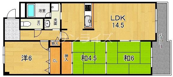 緑橋レックスマンション(3LDK/3階)の間取り写真