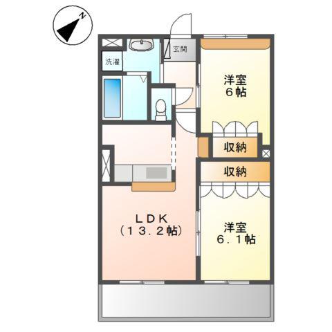 エルグランデ北在家(2LDK/3階)の間取り写真