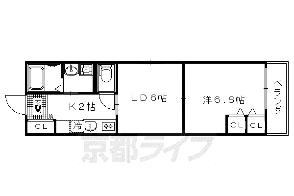 グランレブリー御所西II(2K/2階)の間取り写真