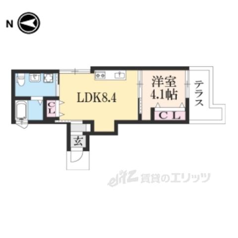 マナーズハウス山科駅前2(1LDK/1階)の間取り写真