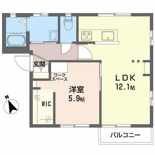 サンシャイン桃乃井(1LDK/2階)の間取り写真