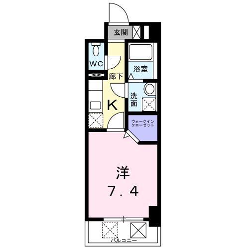 ルーカスいづろ(1K/1階)の間取り写真