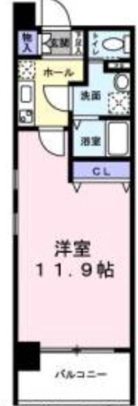 ティラヴェント中津(1K/7階)の間取り写真