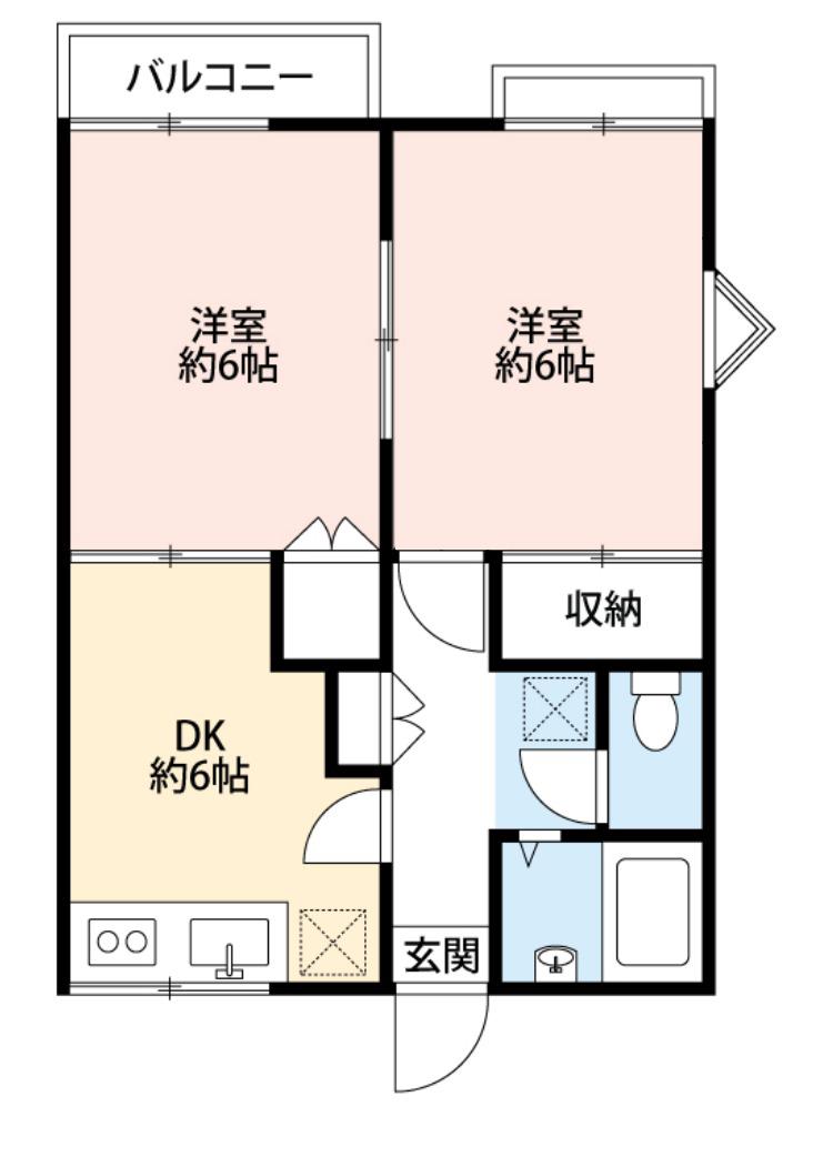 グランハイム花積 A(2DK/2階)の間取り写真