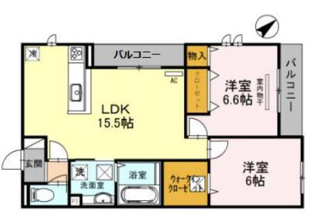 メゾンアルバ(2LDK/2階)の間取り写真