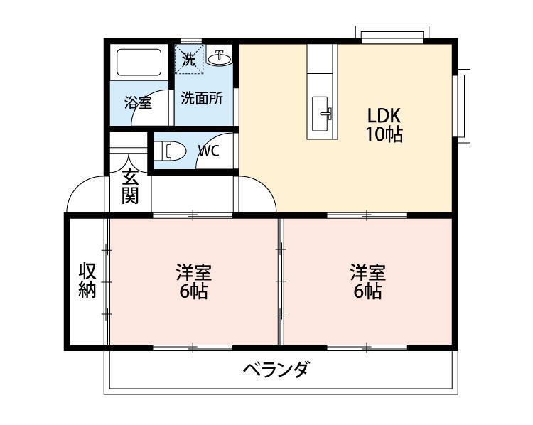 グランディアA(2LDK/1階)の間取り写真
