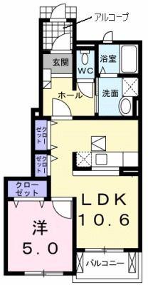 ドウベルメゾンI(1LDK/1階)の間取り写真