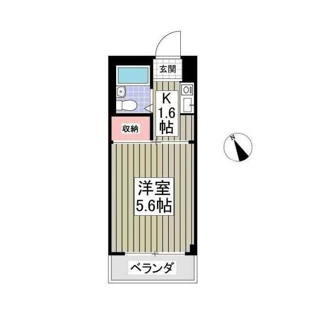 シャトール田口戸塚II棟(1K/2階)の間取り写真