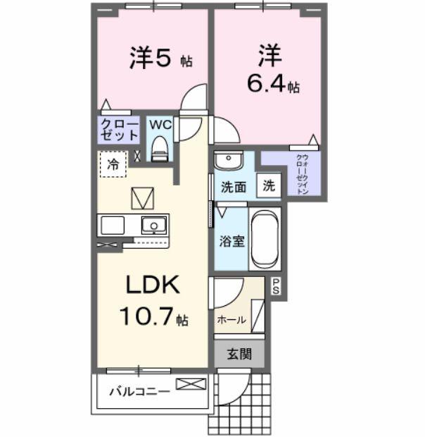 アルコ・イリス(2LDK/1階)の間取り写真