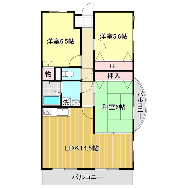 メゾンふだば(3LDK/5階)の間取り写真