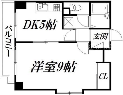 ホリホックイン八幡(1DK/5階)の間取り写真