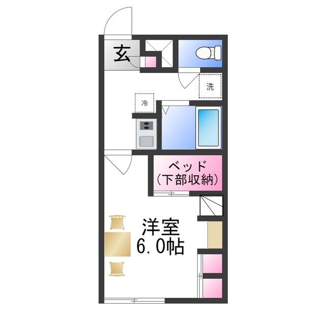 レオパレスプラム(1K/1階)の間取り写真