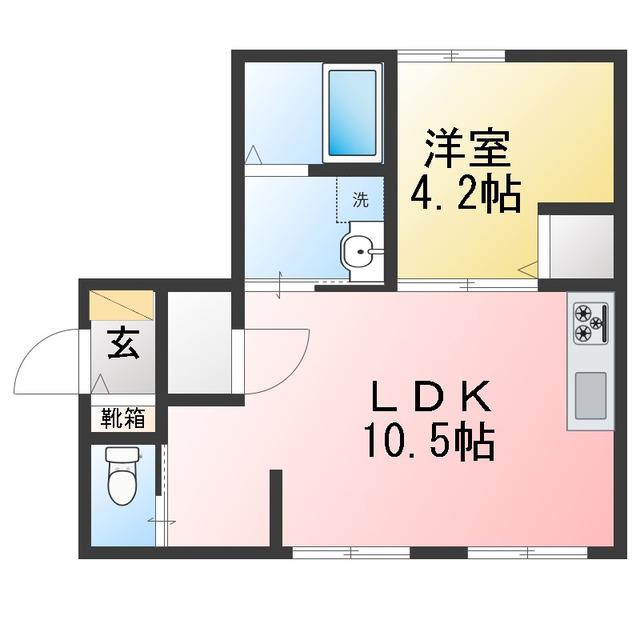 PISOALIVIO(1LDK/1階)の間取り写真