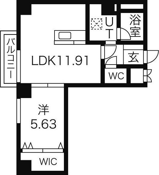 ソールタワー大通(1LDK/5階)の間取り写真