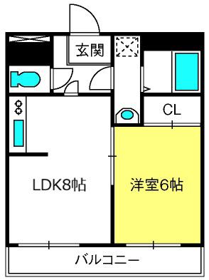 レジデンス清水(1LDK/1階)の間取り写真