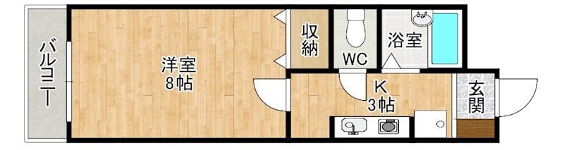 ロイヤルハイツ明石(1K/4階)の間取り写真
