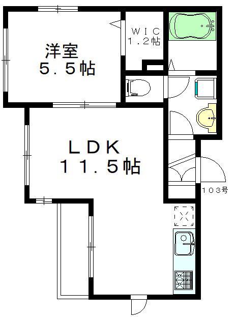 コマフラッツ(1LDK/1階)の間取り写真