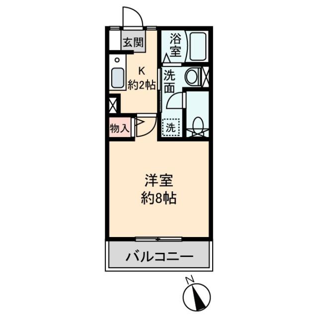 シャトレF(1K/2階)の間取り写真