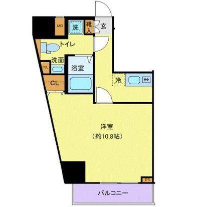 ジェノヴィア渋谷笹塚スカイガーデン(1K/14階)の間取り写真