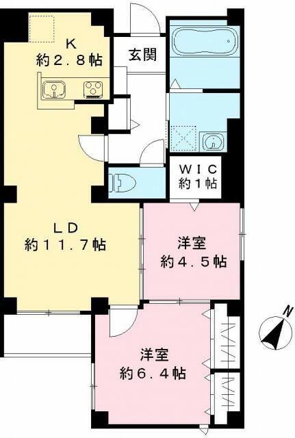 ダイヤモンドバレー(2LDK/1階)の間取り写真