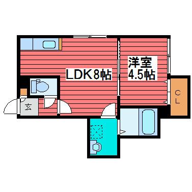 LUCERE(1LDK/2階)の間取り写真