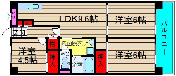 サンコーポラス南港(3LDK/8階)の間取り写真