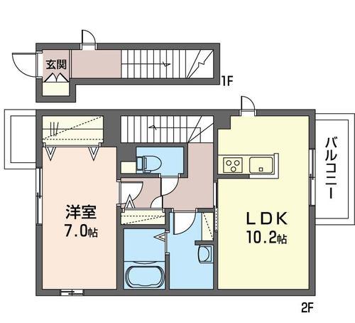 ル パルテール(1LDK/2階)の間取り写真