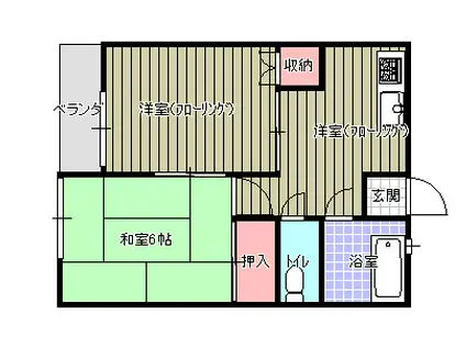 グリーンハイム青山(2DK/1階)の間取り写真