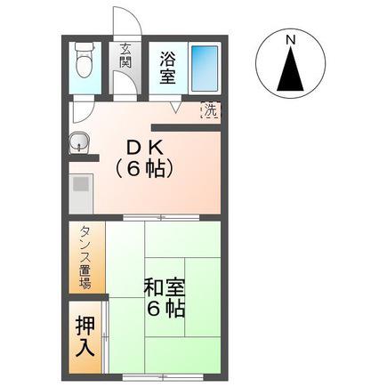 スカイハイツ(1DK/2階)の間取り写真